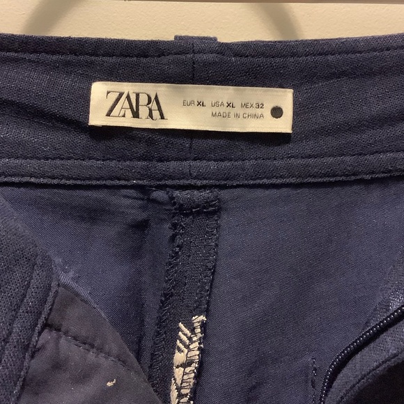 Zara Dark Blue and White Patterned Trousers - Picture 5 of 5